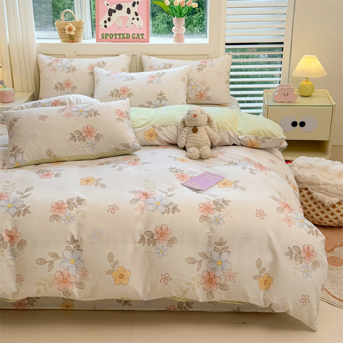 91家纺网 家纺一手货源 找家纺 雯豆2025春夏新款全棉纯棉被套三件套学生成人被罩 全棉被套-雅韵