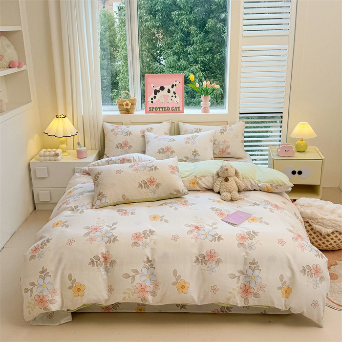 91家纺网 家纺一手货源 找家纺 雯豆2025春夏新款全棉纯棉被套三件套学生成人被罩 全棉被套-雅韵