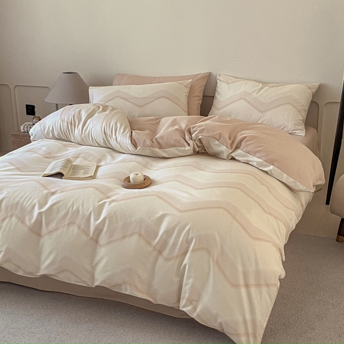 91家纺网 家纺一手货源 找家纺 涵宸家纺 2025新款全棉印花良品系列四件套 摩卡