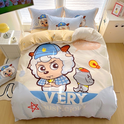 浩诚 2025新款正版喜羊羊灰太狼全棉卡通大版印花四件套（全）-提供买家秀 羊羊乐