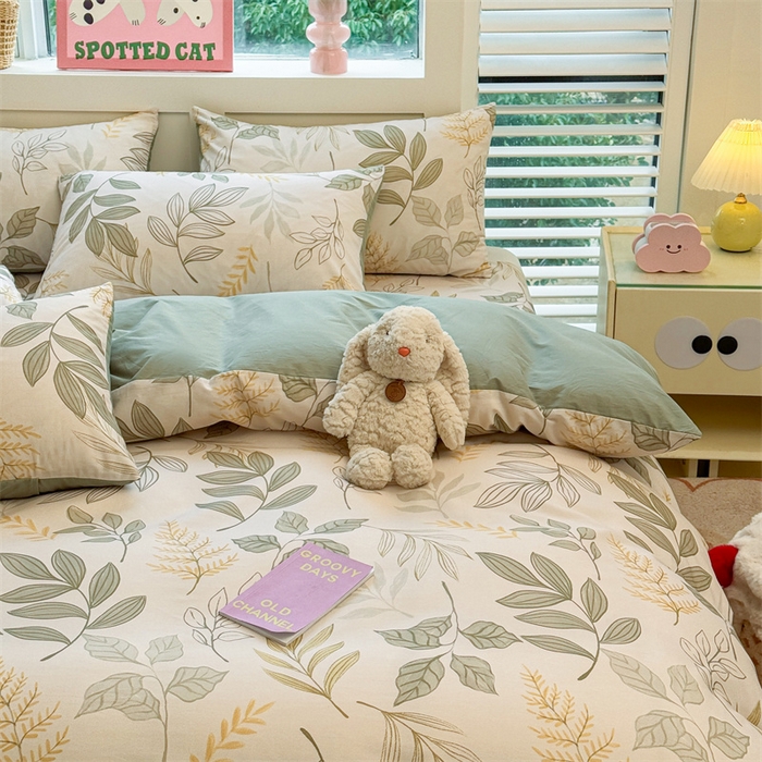 91家纺网 家纺一手货源 找家纺 雯豆2025春夏新款全棉纯棉被套三件套学生成人被罩 全棉被套-彼岸之花