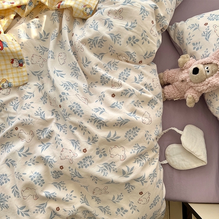 91家纺网 家纺一手货源 找家纺 （总）原素 2025软绵绵的双拼印花水洗棉四件套