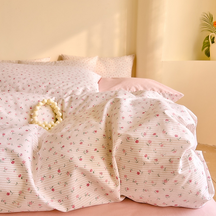 91家纺网 家纺一手货源 找家纺 DoDo 兜兜 【 可定制尺寸】2026新款全棉40支13372印花单被套 红粉