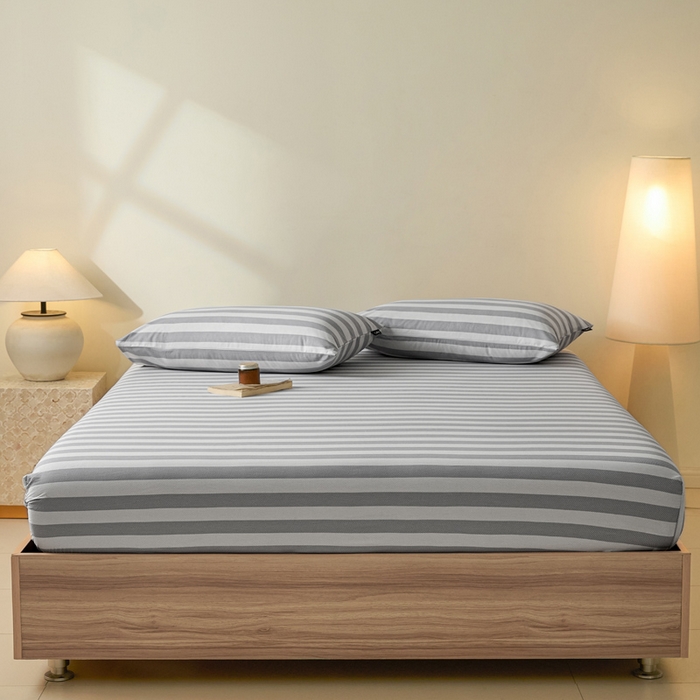 91家纺网 家纺一手货源 找家纺 涵宸家纺 2025新款全棉印花良品系列床笠 床笠-多哈-灰