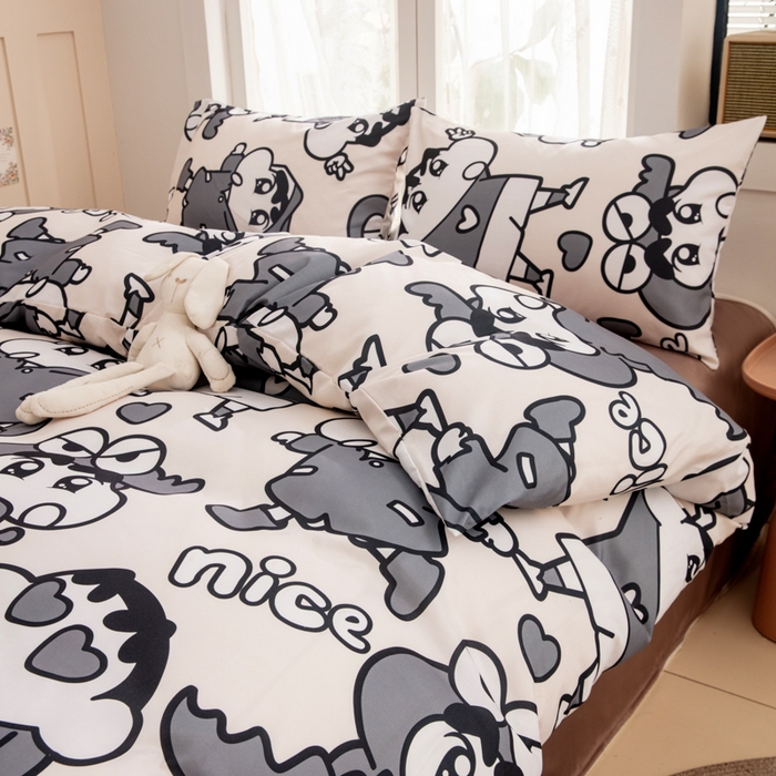 91家纺网 家纺一手货源 找家纺 乐居坊 2025新款亲肤舒适A类水洗云朵棉四件套-场景一 奇趣小新