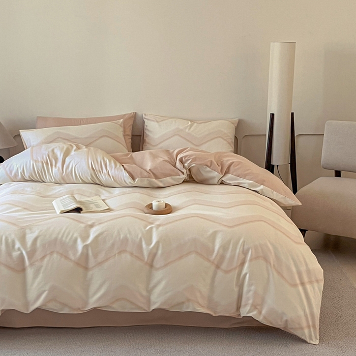 91家纺网 家纺一手货源 找家纺 涵宸家纺 2025新款全棉印花良品系列四件套 摩卡