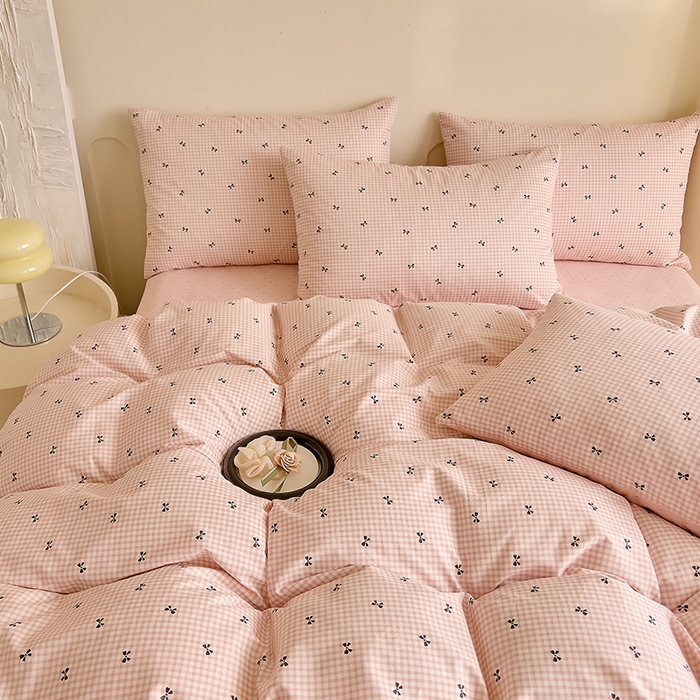 91家纺网 家纺一手货源 找家纺 DoDo 兜兜 【 可定制尺寸】2025新款全棉40支13372印花四件套 粉蝶