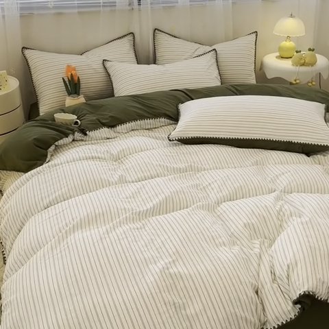 91家纺网 家纺一手货源 找家纺 （总）简宜家居（朝初家纺） 2025新款色织小提花三角针款四件套