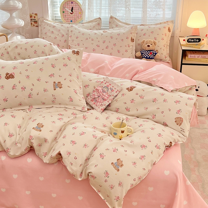 91家纺网 家纺一手货源 找家纺 世爵 2025新款磨毛印花单被套 花园熊宝