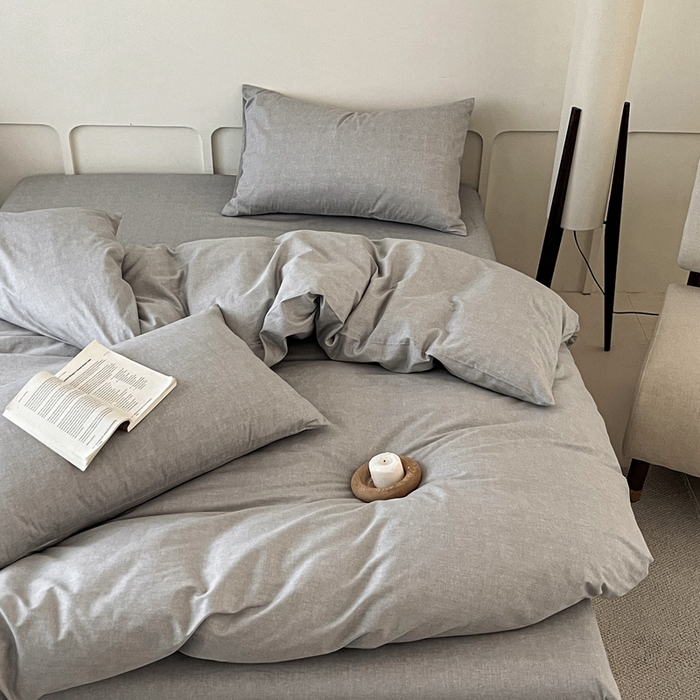 91家纺网 家纺一手货源 找家纺 涵宸家纺 2025新款全棉印花良品系列四件套 云纹-浅灰