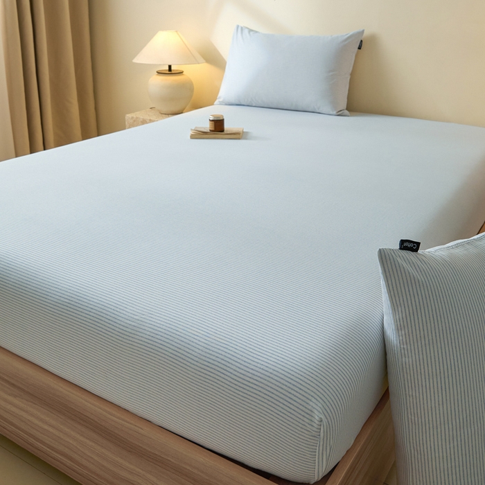 91家纺网 家纺一手货源 找家纺 涵宸家纺 2025新款全棉印花良品系列床笠 床笠-半夏-兰