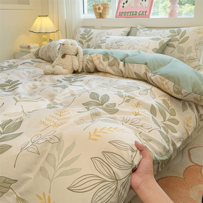 91家纺网 家纺一手货源 找家纺 雯豆2025春夏新款全棉纯棉被套三件套学生成人被罩 全棉被套-彼岸之花