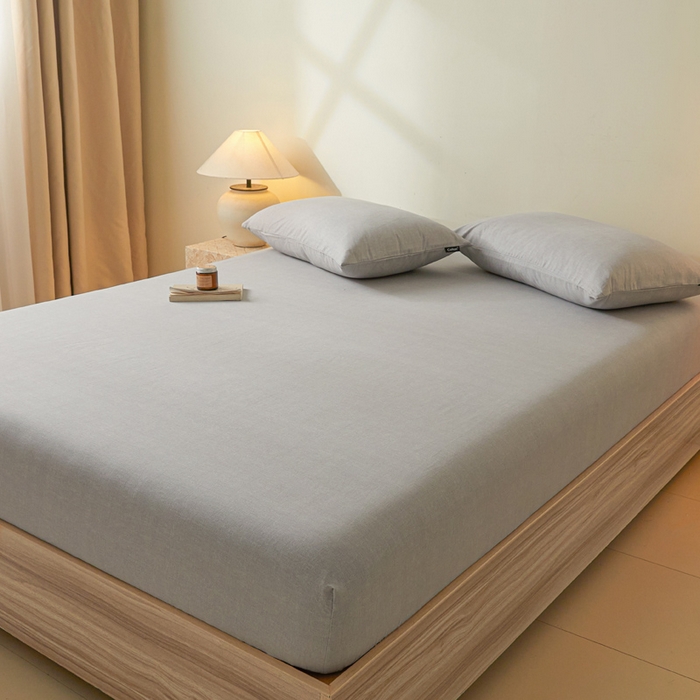 91家纺网 家纺一手货源 找家纺 涵宸家纺 2025新款全棉印花良品系列床笠 床笠-云纹-浅灰