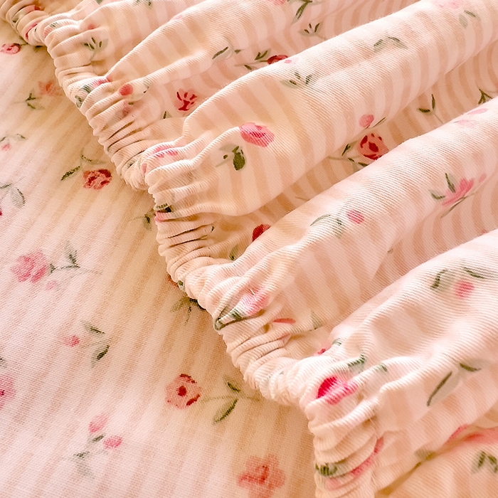 91家纺网 家纺一手货源 找家纺 DoDo 兜兜 【 可定制尺寸】2025新款全棉40支13372印花单床笠 红粉