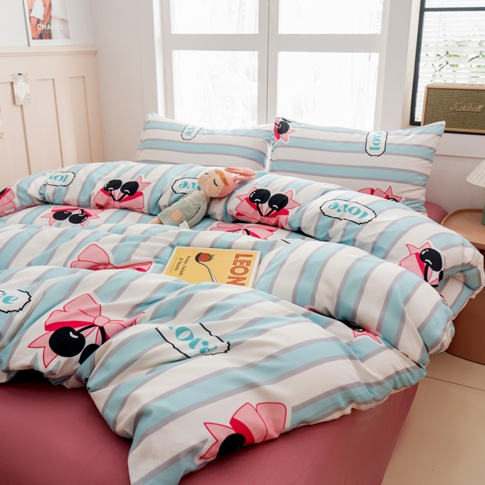 91家纺网 家纺一手货源 找家纺 乐居坊 2025新款亲肤舒适A类水洗云朵棉四件套-场景一 佛系少女