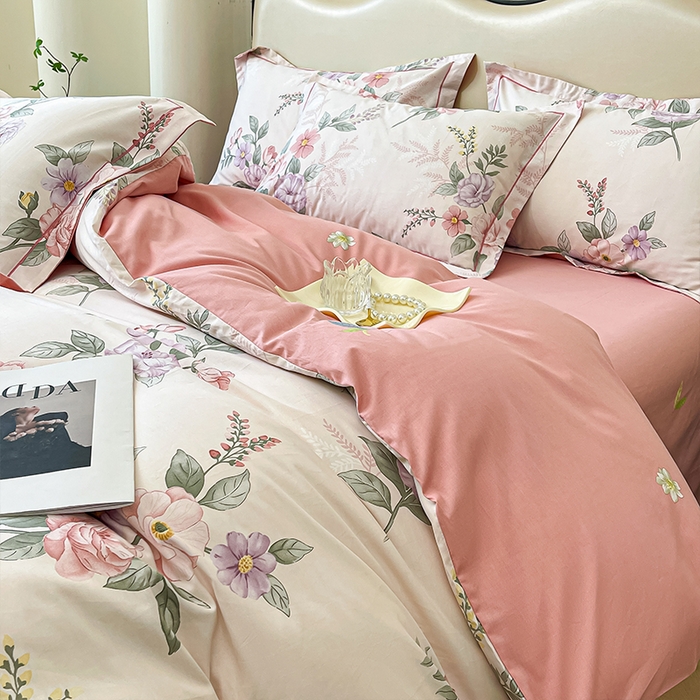 91家纺网 家纺一手货源 找家纺 帛美 2025新款13376全棉纯棉印花四件套-提供买家秀 落花