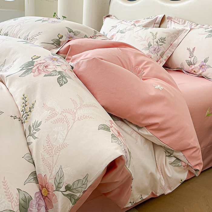 91家纺网 家纺一手货源 找家纺 帛美 2025新款13376全棉纯棉印花四件套-提供买家秀 落花