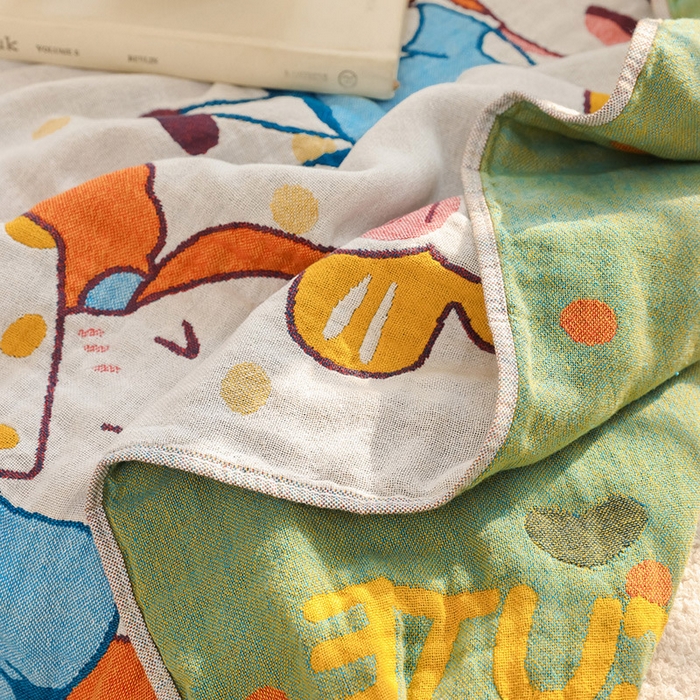 91家纺网 家纺一手货源 找家纺 雯雨家纺 2025新款亲肤可爱全棉A类纱布浴巾 童话里