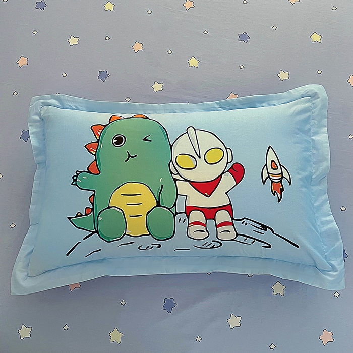 91家纺网 家纺一手货源 找家纺 浩诚 2025新款全棉大版卡通太空人宇航员小恐龙小汽车系列纯棉四件套-提供买家秀 恐龙小伙伴