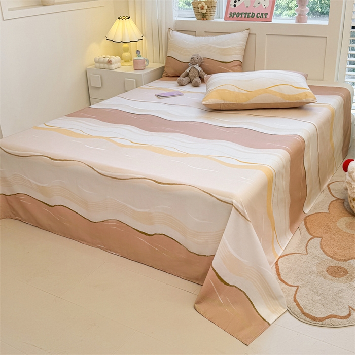 91家纺网 家纺一手货源 找家纺 雯豆2025春夏新款全棉床单三件套纯棉床罩小清新印花床单 全棉床单-浪漫约定