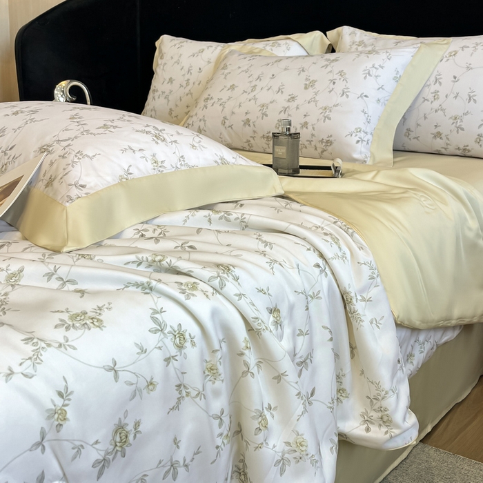 91家纺网 家纺一手货源 找家纺 慕晨 2025新款简奢款莱赛尔数码印夏被四件套 云芷