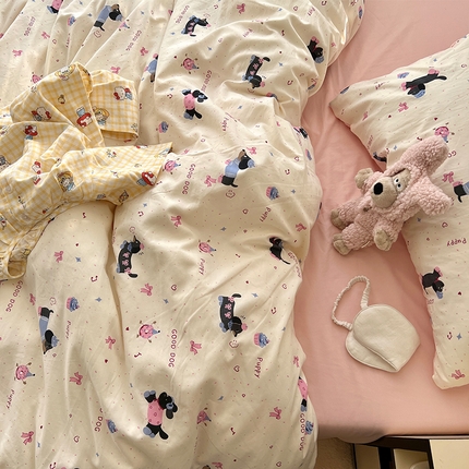 91家纺网 家纺一手货源 找家纺 （总）原素 2025软绵绵的双拼印花水洗棉四件套