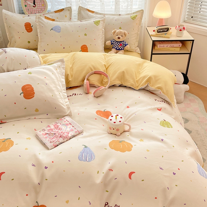 91家纺网 家纺一手货源 找家纺 世爵 2025新款磨毛印花单被套 南瓜园