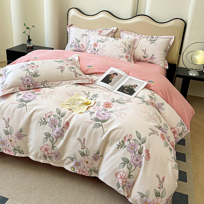 91家纺网 家纺一手货源 找家纺 帛美 2025新款13376全棉纯棉印花四件套-提供买家秀 落花