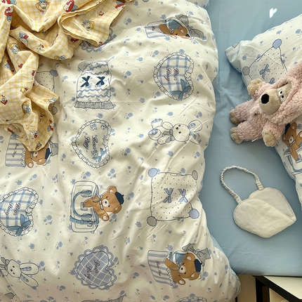 91家纺网 家纺一手货源 找家纺 （总）原素 2025软绵绵的双拼印花水洗棉四件套