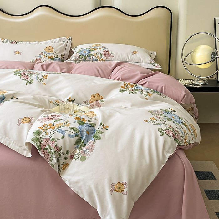 91家纺网 家纺一手货源 找家纺 帛美 2025新款13376全棉纯棉印花四件套-提供买家秀 春色间