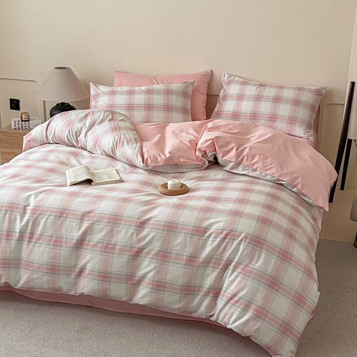 91家纺网 家纺一手货源 找家纺 涵宸家纺 2025新款全棉印花良品系列四件套 莫妮粉