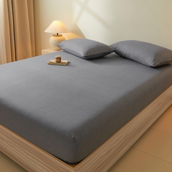 91家纺网 家纺一手货源 找家纺 涵宸家纺 2025新款全棉印花良品系列床笠 床笠-云纹-深灰