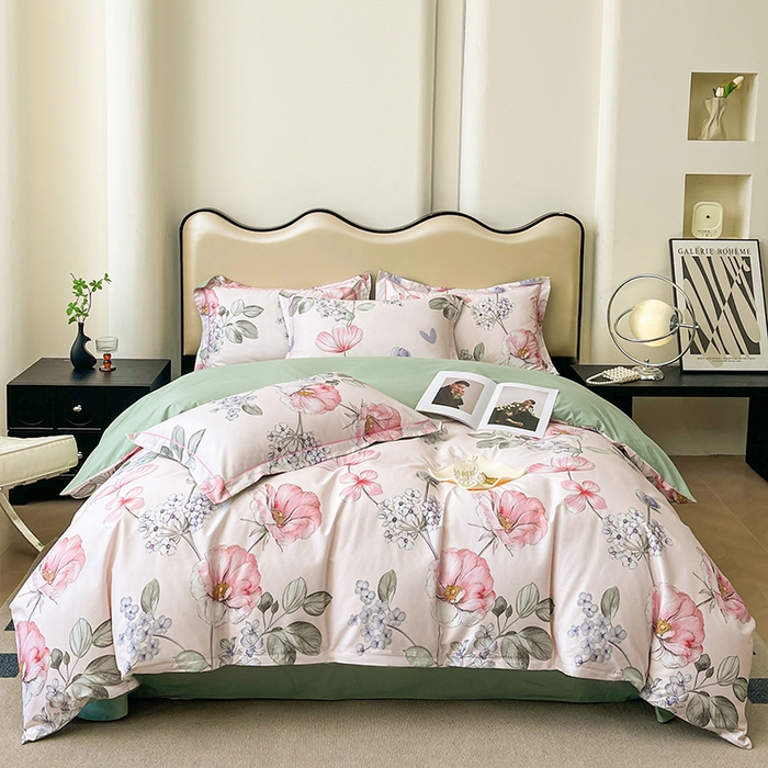 91家纺网 家纺一手货源 找家纺 帛美 2025新款13376全棉纯棉印花四件套-提供买家秀 枝意