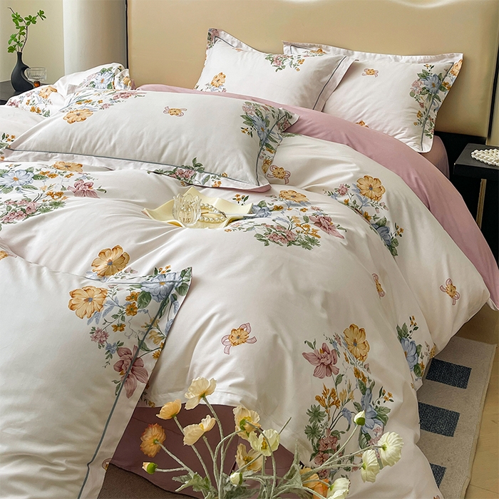 91家纺网 家纺一手货源 找家纺 帛美 2025新款13376全棉纯棉印花四件套-提供买家秀 春色间