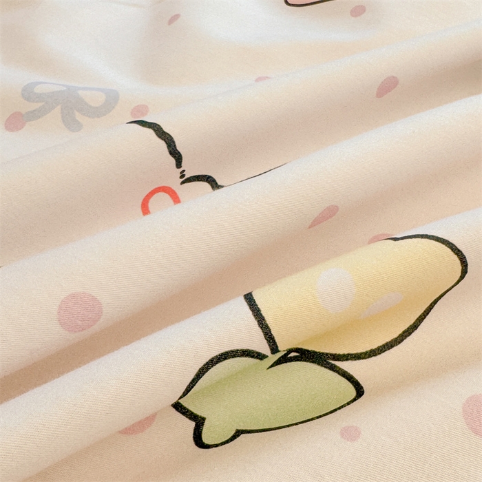 91家纺网 家纺一手货源 找家纺 雯豆2025春夏新款全棉床单三件套纯棉床罩小清新印花床单 全棉床单-奶油蝴蝶结