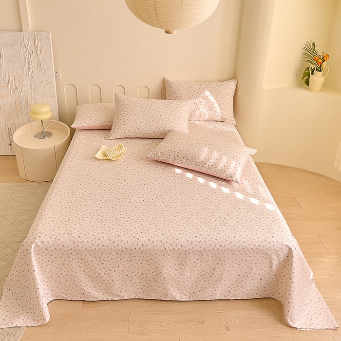 91家纺网 家纺一手货源 找家纺 DoDo 兜兜 【 可定制尺寸】2025新款全棉40支13372印花单床单 红粉