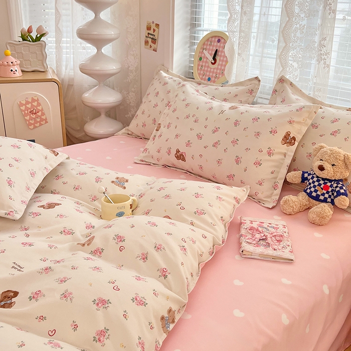 91家纺网 家纺一手货源 找家纺 世爵 2025新款磨毛印花单被套 花园熊宝