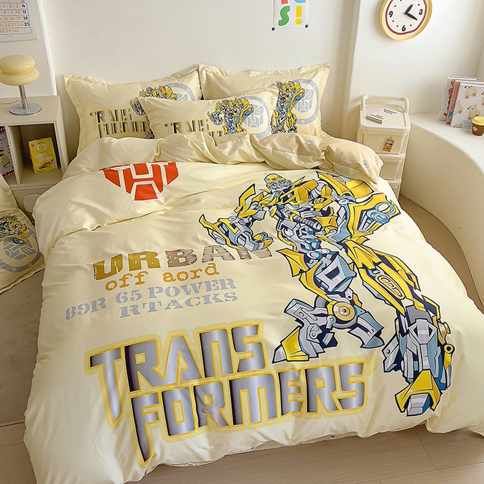 91家纺网 家纺一手货源 找家纺 浩诚 2025新款全棉大版卡通太空人宇航员小恐龙小汽车系列纯棉四件套-提供买家秀 百变黄蜂