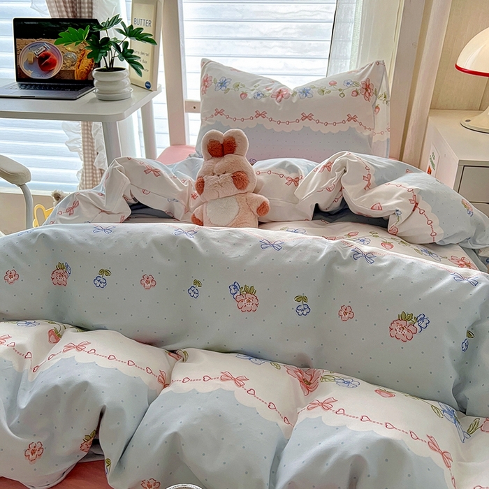 91家纺网 家纺一手货源 找家纺 阿曼达 2025新款印花水洗m学生床单人四件套 克丽丝