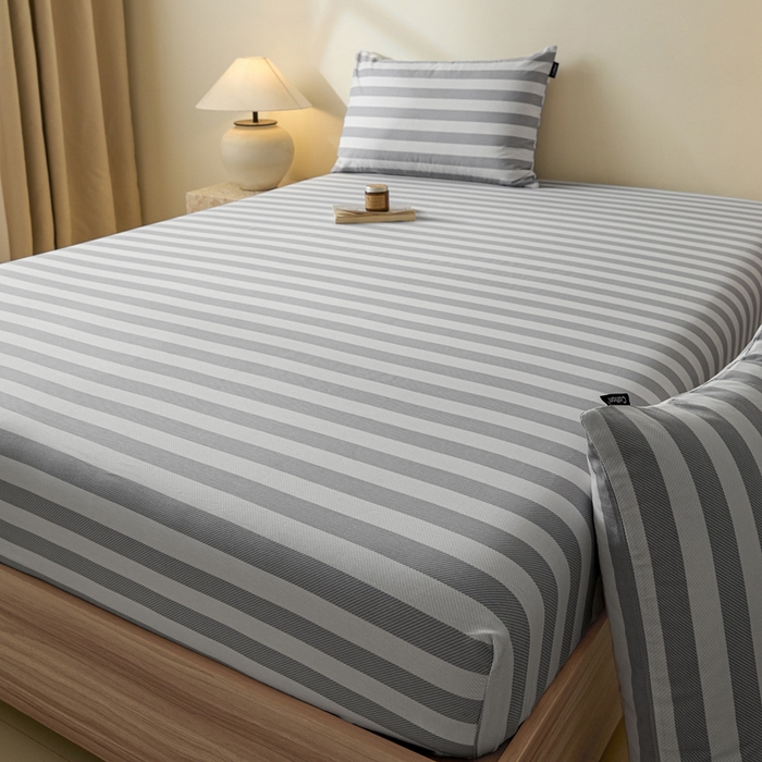 91家纺网 家纺一手货源 找家纺 涵宸家纺 2025新款全棉印花良品系列床笠 床笠-多哈-灰