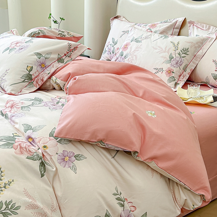 91家纺网 家纺一手货源 找家纺 帛美 2025新款13376全棉纯棉印花四件套-提供买家秀 落花