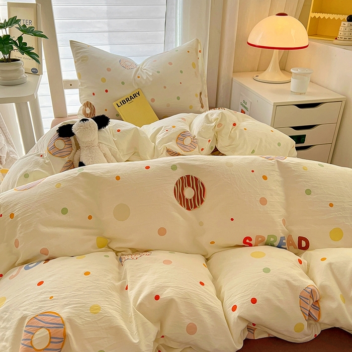 91家纺网 家纺一手货源 找家纺 阿曼达 2025新款印花水洗m学生床单人四件套 传播快乐