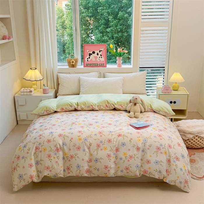 91家纺网 家纺一手货源 找家纺 雯豆2025春夏新款全棉纯棉被套三件套学生成人被罩 全棉被套-芳华