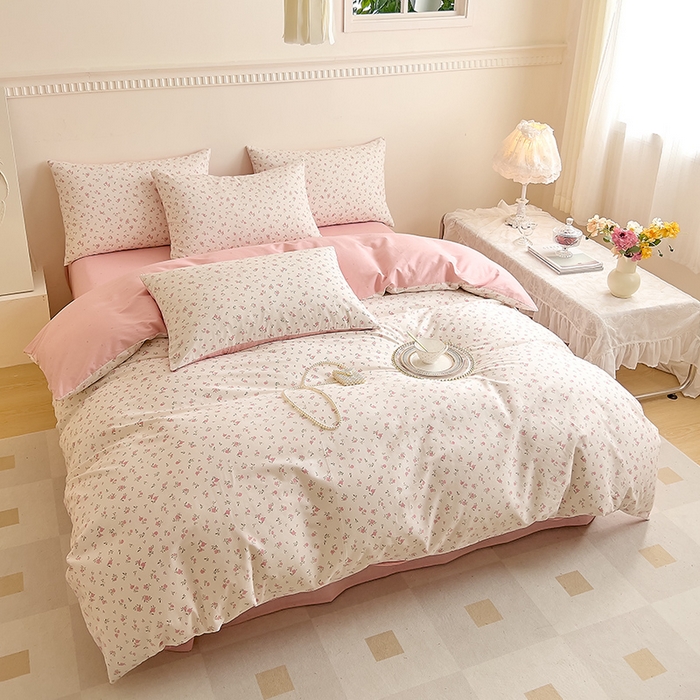 91家纺网 家纺一手货源 找家纺 DoDo 兜兜 【 可定制尺寸】2025新款全棉40支13372印花四件套 粉色恋歌