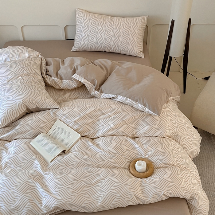 91家纺网 家纺一手货源 找家纺 涵宸家纺 2025新款全棉印花良品系列四件套 浅忆