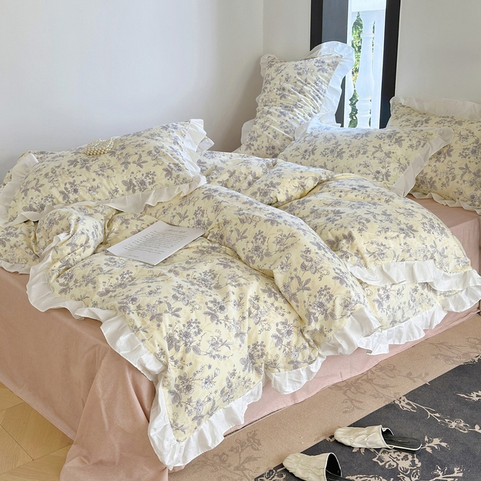 91家纺网 家纺一手货源 找家纺 澳萝拉 2025新款全棉斜纹花边印花四件套 西西里