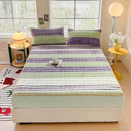 帛洵 2025新款舒适亲肤高克重牛奶绒夹棉床笠 罗马假日