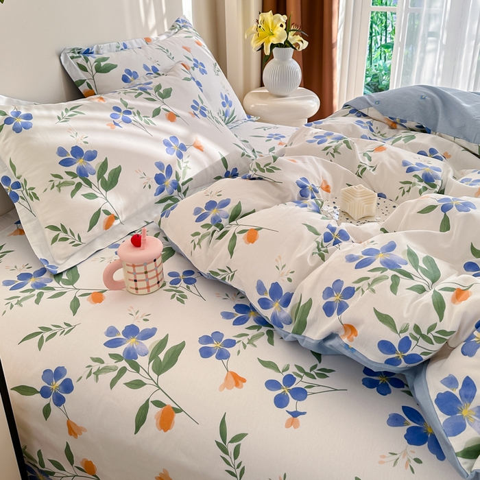 91家纺网 家纺一手货源 找家纺 棉造家居 2025新款亲肤舒适全棉纯棉印花系列三/四件套 清风