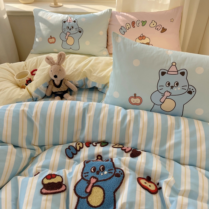 91家纺网 家纺一手货源 找家纺 （总）美乐迪家纺 2025新款休闲风系列全棉毛巾绣四件套