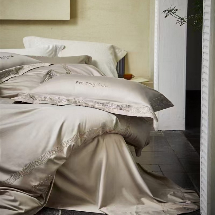 91家纺网 家纺一手货源 找家纺 玖玖爱家纺 2025新款180支植物甑棉四件套-时光之舞 时光之舞-玛瑙灰